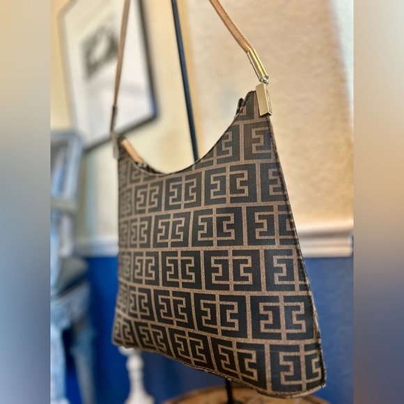 Designer Vintage Shoulder Bag Vachetta Leather & Coated Canvas - Picture 8 of 16